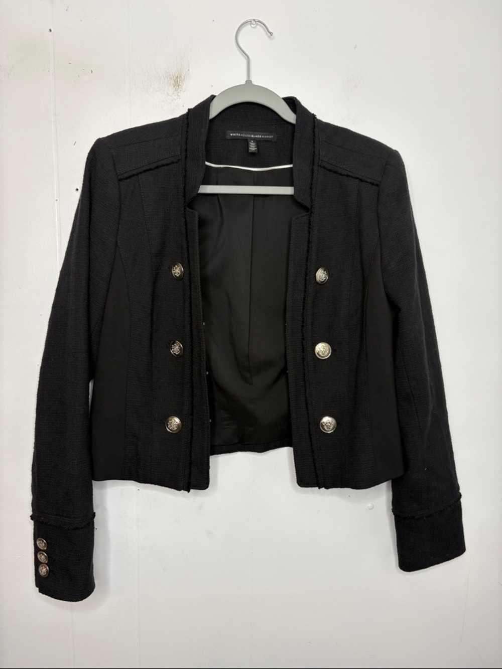 WHBM White House Black Market Blazer Womens 8 Old Money Preppy Cropped Fringe